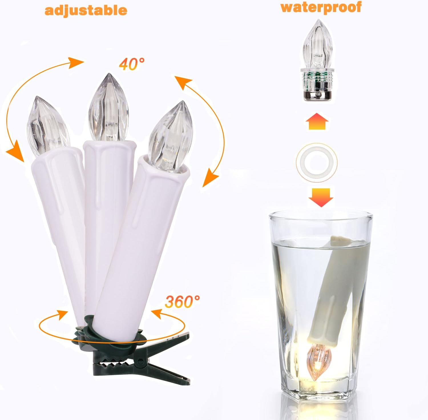 Skiennix Flameless LED Taper Candles - Battery Operated Mini Clip-On Lights with Remote Timer | 30PCS White