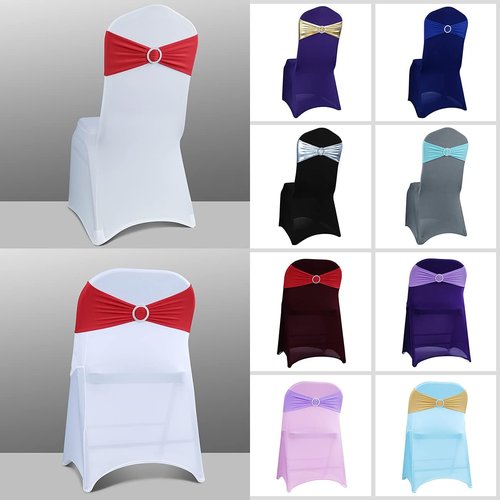 Babenest Spandex Chair Sashes - 50PCS Premium Stretch Covers with Buckle Slider for Weddings & Events | Red
