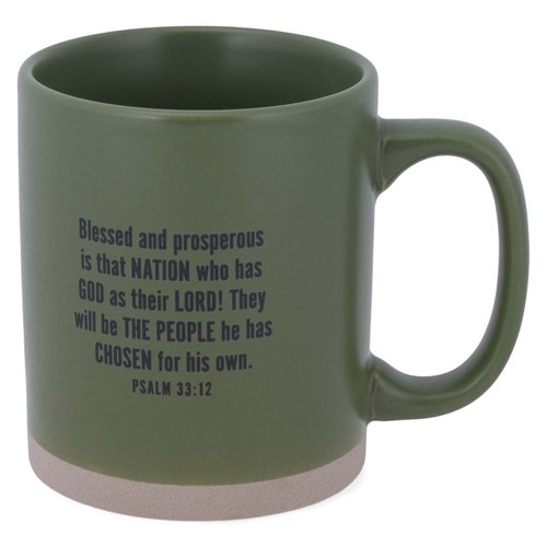 Lighthouse Christian Products One Nation Under God American Flag Green 16 Ounce Ceramic Mug
