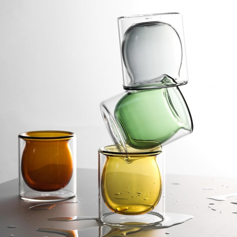 NIRA.Z 3oz Double Wall Glass Espresso Cups – Set of 4 Colorful Insulated Borosilicate Glass Coffee Shot Glasses, Demitasse Cups for Espresso, Latte, Macchiato, Heat Resistant, Ideal for Home & Office