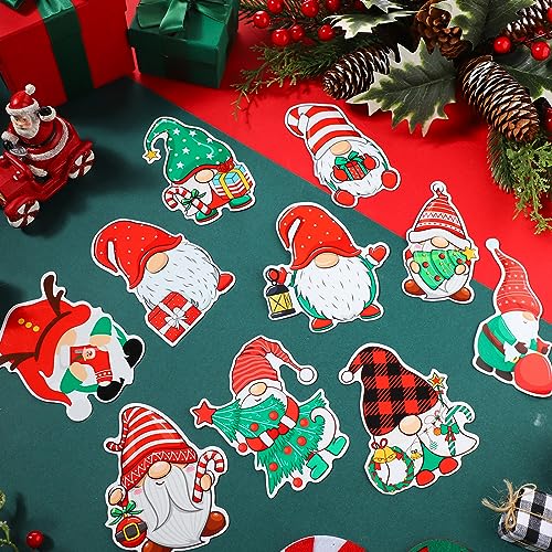 Gnome Car Magnets Set - Reflective Christmas Holiday Decorations, Santa Hat, 30 Pack