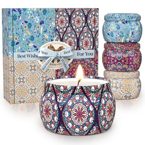TranquilBliss 4-Pack Soy Scented Candles Set – 8% More Fragrance, 4 x 4.4oz