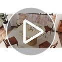 47-Inch Round Dining Table, Modern Farmhouse Wood Kitchen Table with Fluted Base