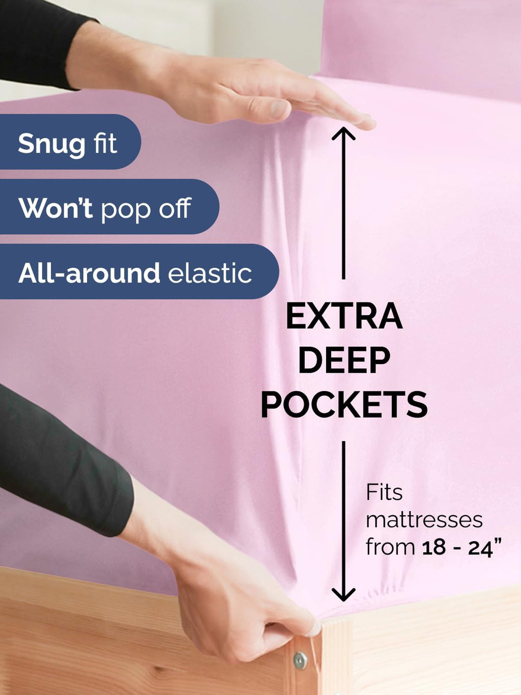 Skiennix Extra Deep Split King Sheet Set - 7 Piece Breathable Cooling Bedding - Soft Wrinkle-Free Light Pink