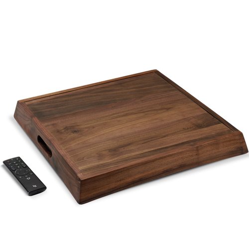 MAGIGO 19 x 19 Inches Large Square Curved Black Walnut Wood Ottoman Tray with Handles, Serve Tea, Coffee Classic Wooden Decorative Serving Tray