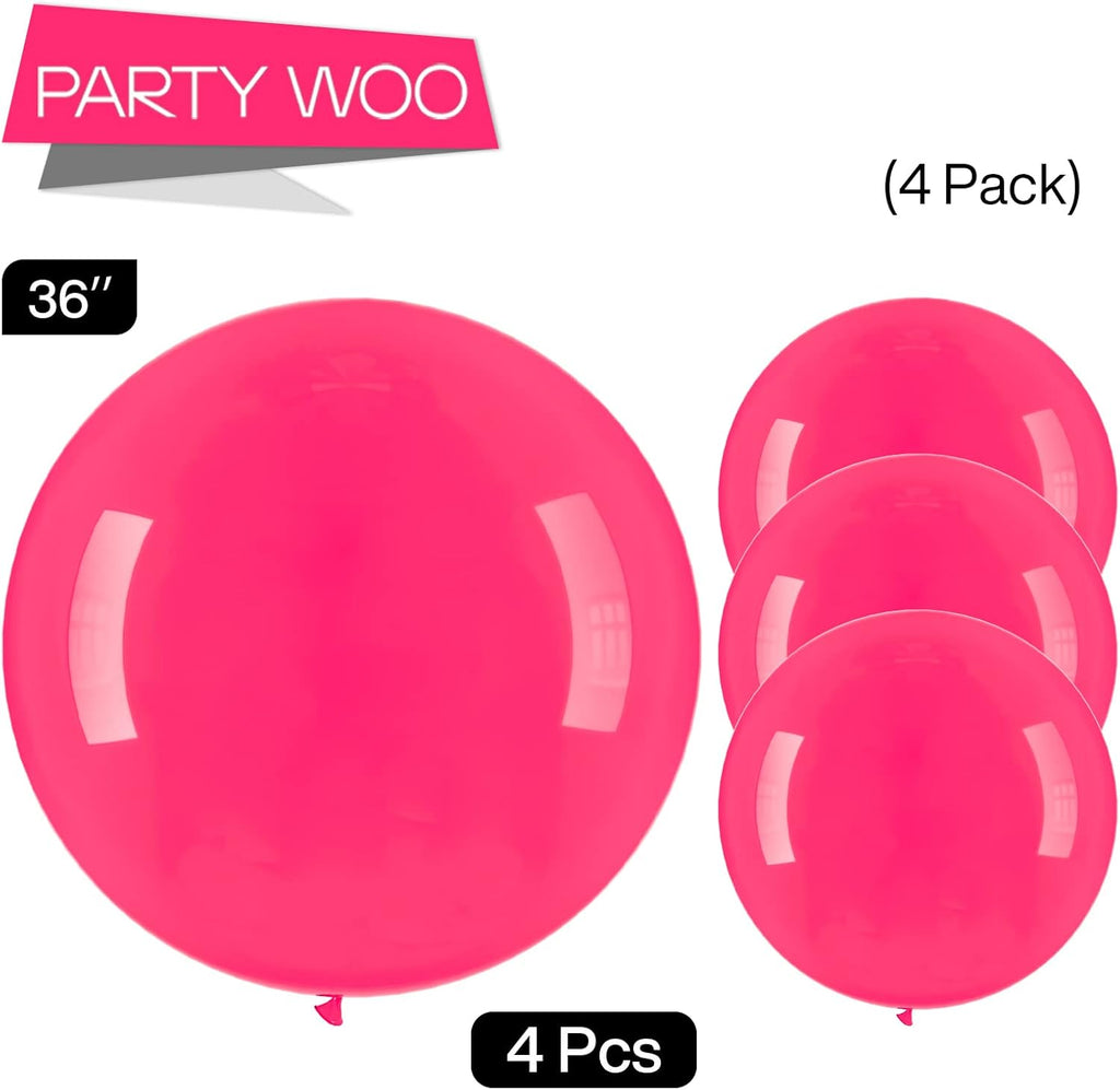 PartyWoo Hot Pink Balloons - 36 Inch Magenta Fuchsia for Baby Shower & Birthday Celebrations