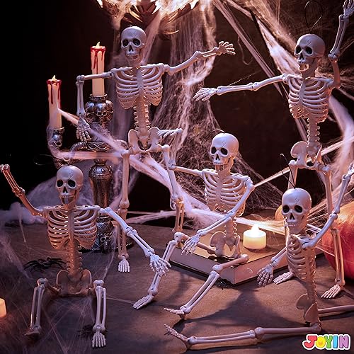 16-Inch Posable Halloween Skeletons (5-Pack) - Full Body Decor Set