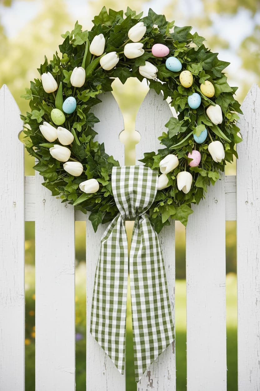 Regine Switzerland Green & White Plaid Wreath Sash - 2 Pack Indoor/Outdoor Spring & St. Patrick's Day Decor