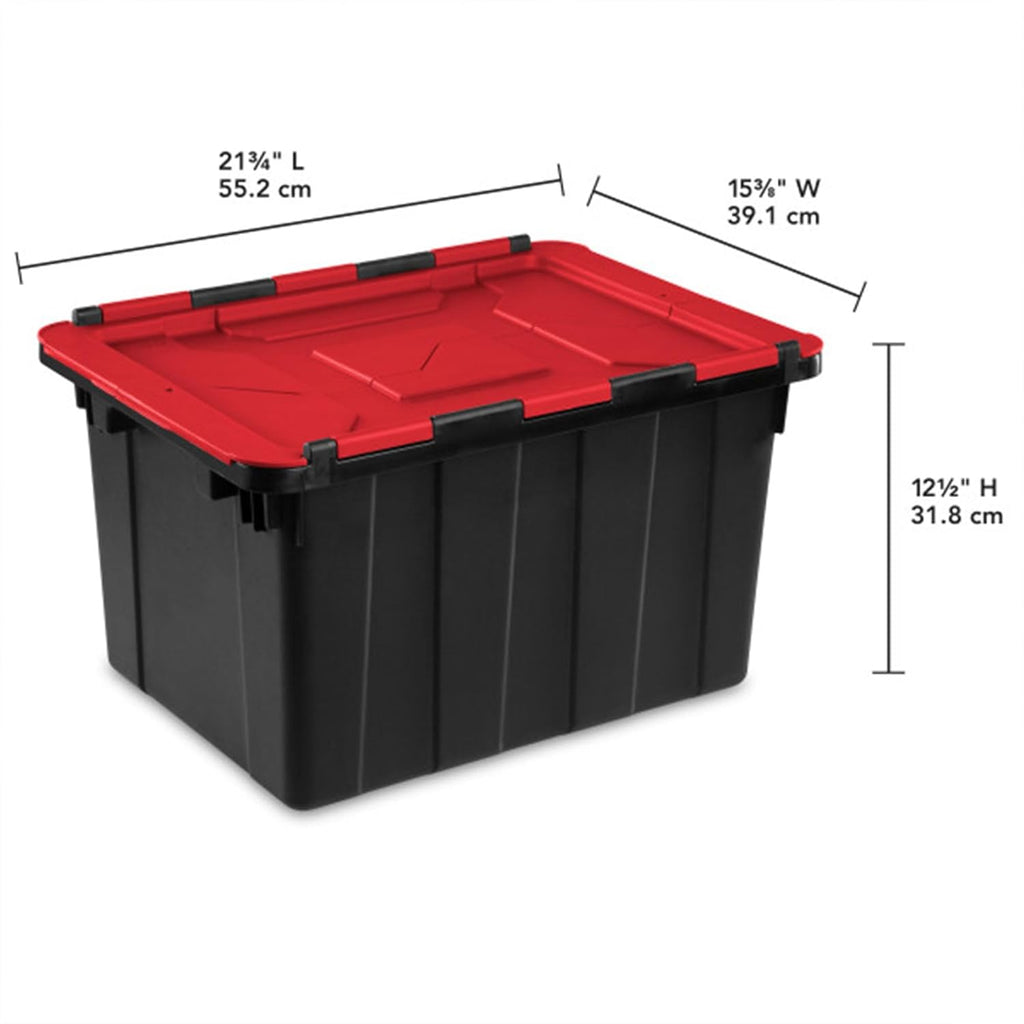 Sterilite 12 Gallon Heavy-Duty Industrial Tote - 6-Pack Stackable Storage Bins with Hinged Lids