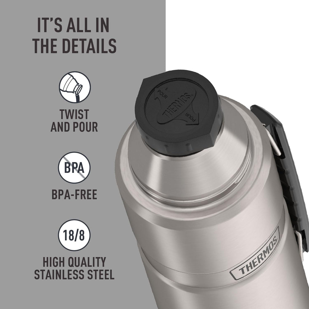 THERMOS Stainless King Vacuum-Insulated Beverage Bottle - 40 Ounce, Matte Stainless Steel Finish