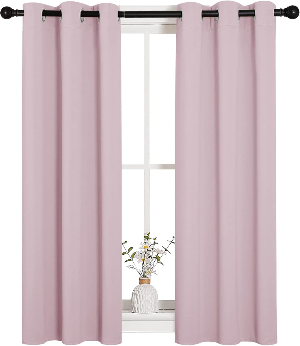 NICETOWN Blackout Curtain Panels - Thermal Insulated Grommet Drapes for Girls Room | Baby Pink & Lavender Pink, 29 x 45 Inch, 1 Pair