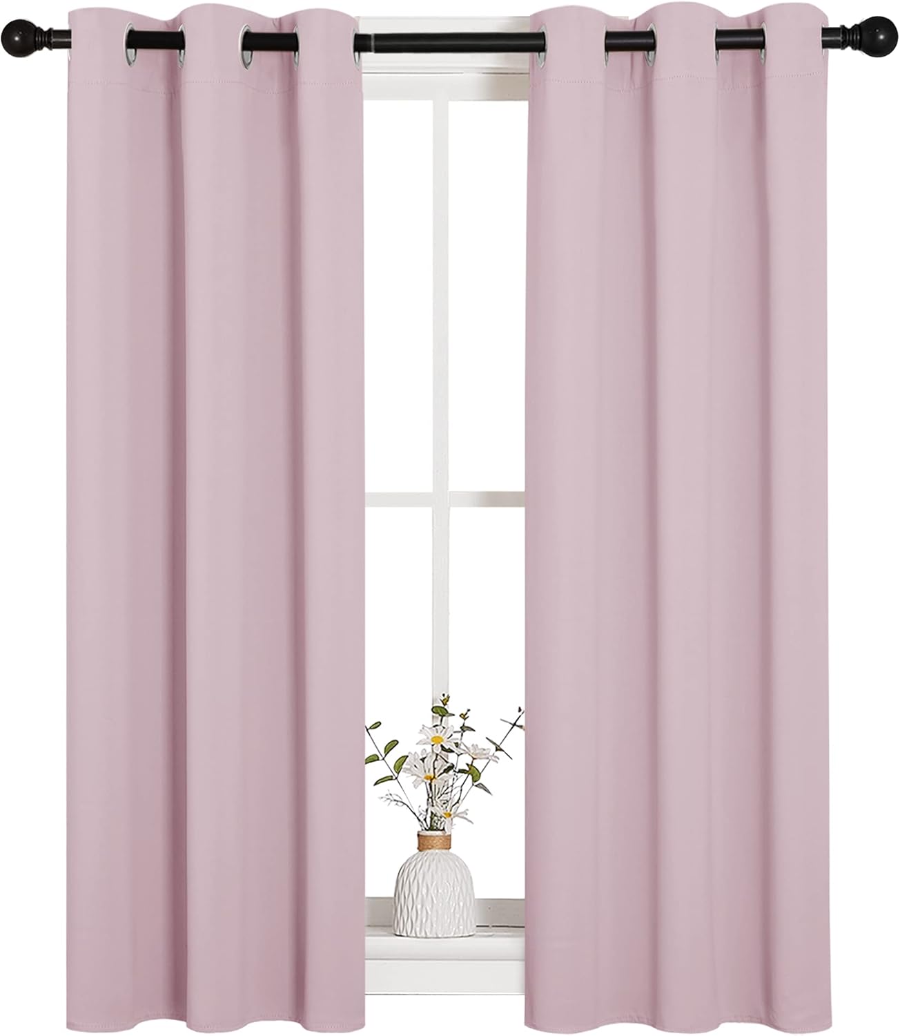 NICETOWN Blackout Curtain Panels - Thermal Insulated Grommet Drapes for Girls Room | Baby Pink & Lavender Pink, 29 x 45 Inch, 1 Pair