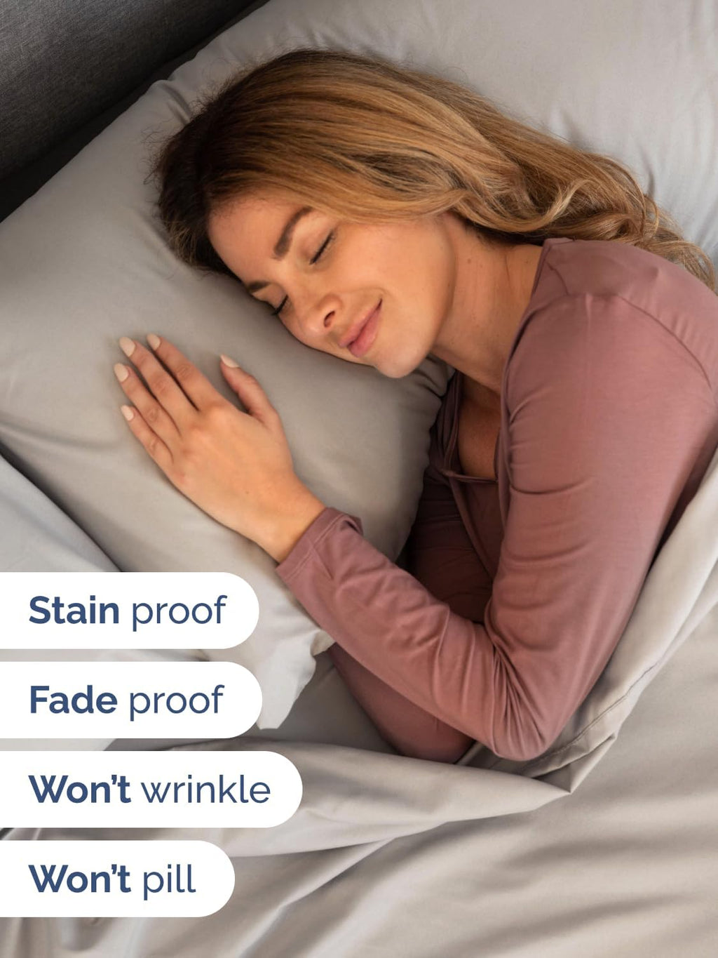 Skiennix Extra Deep Twin Sheet Set | 4-Piece Breathable Cooling Bedding - Soft, Wrinkle-Free Light Grey