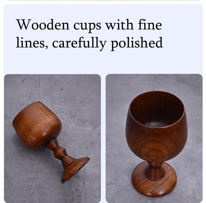 5-Pack Vintage Wooden Wine Goblets, 5 oz Date Wood Chalice Cups