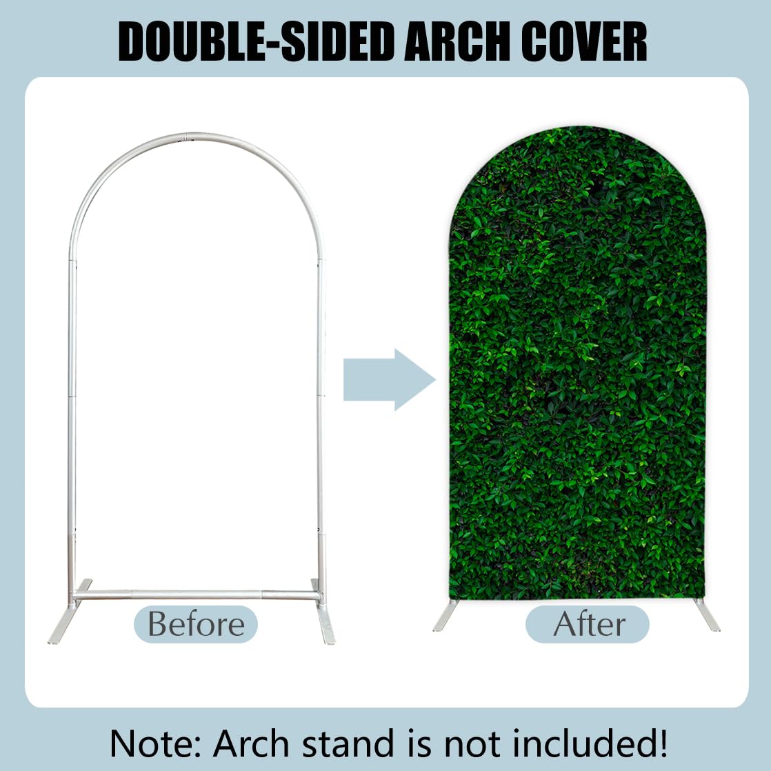 Aerdce 4x7ft Green Leaves Arched Stretchy Fabric Covers Double-Sided Arched Backdrop Stand Covers Chiara Backdrops for Wild Birthday Junlge Safari Parties Props GX-310