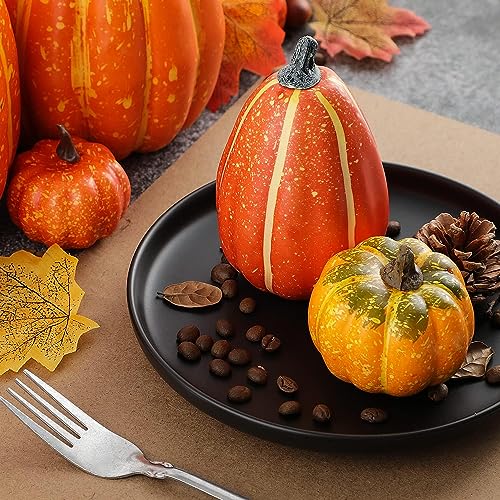 16 Pcs Artificial Foam Pumpkins for Fall Halloween Decor