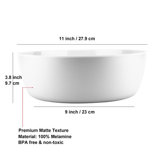 KOXIN-KARLU 11-inch Melamine Mixing and Serving Bowls, set of 2 White