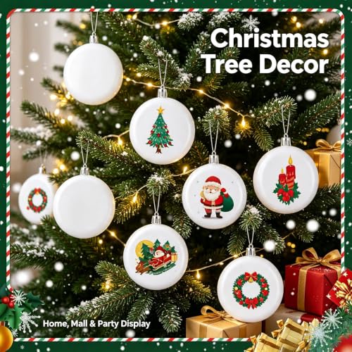 Blank Christmas Ornament Balls 24pc – 2 Sizes, Matte White Plastic DIY Decor