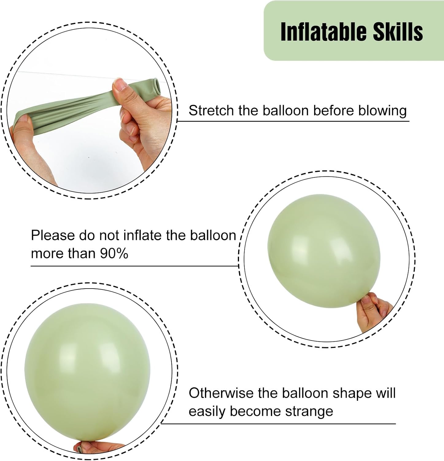 RUBFAC Dusty Green Balloons - 129-Piece Latex Garland Kit for Wedding & Birthday Parties | 5-12 Inch Sizes