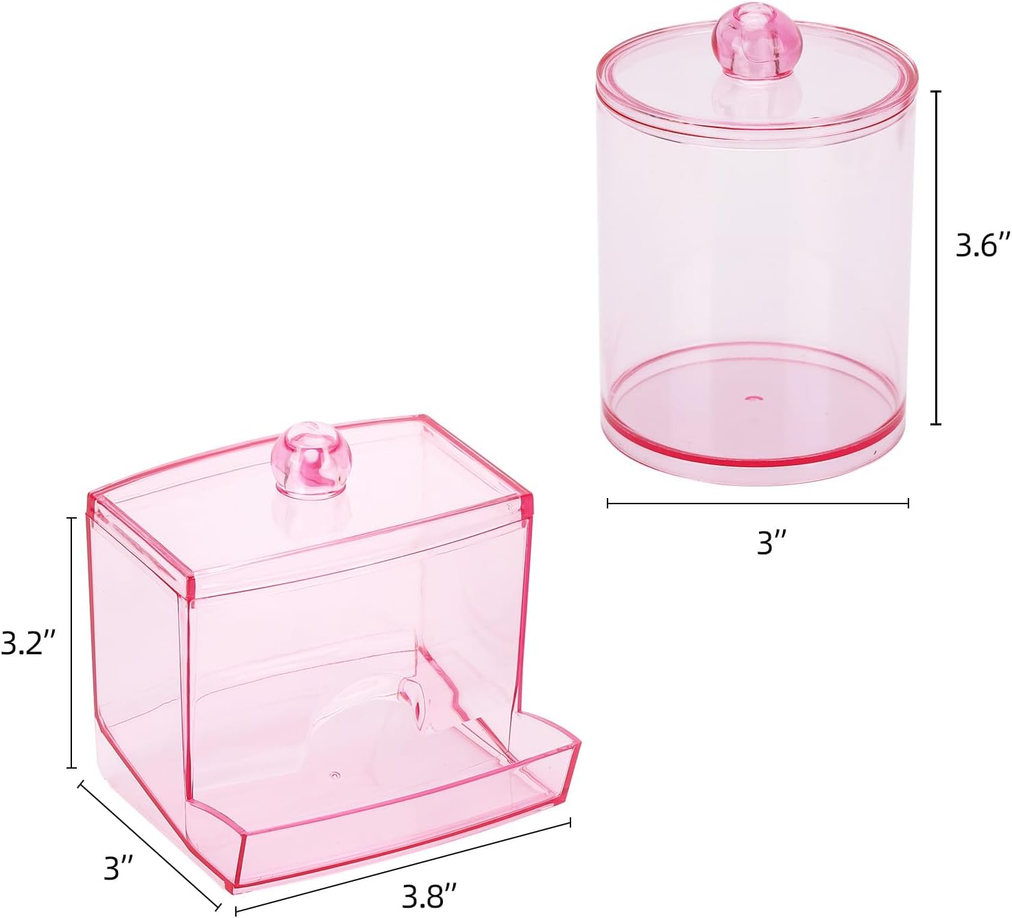 Tbestmax Cotton Swab Dispenser - Stylish Pink Apothecary Jar for Cotton Balls & Floss Picks | 10 oz
