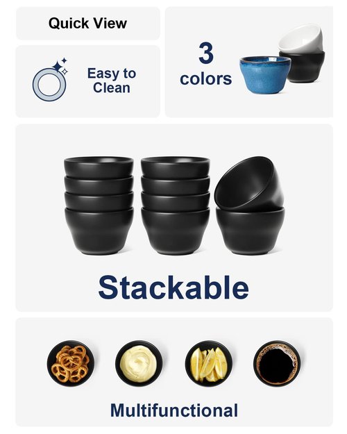 LE TAUCI Small Dessert Bowls Chili Bowls 8 Ounce Bouillon Cups for Dessert Soup Dipping Sauce Coffee Cupping - Set of 6, Maze Black