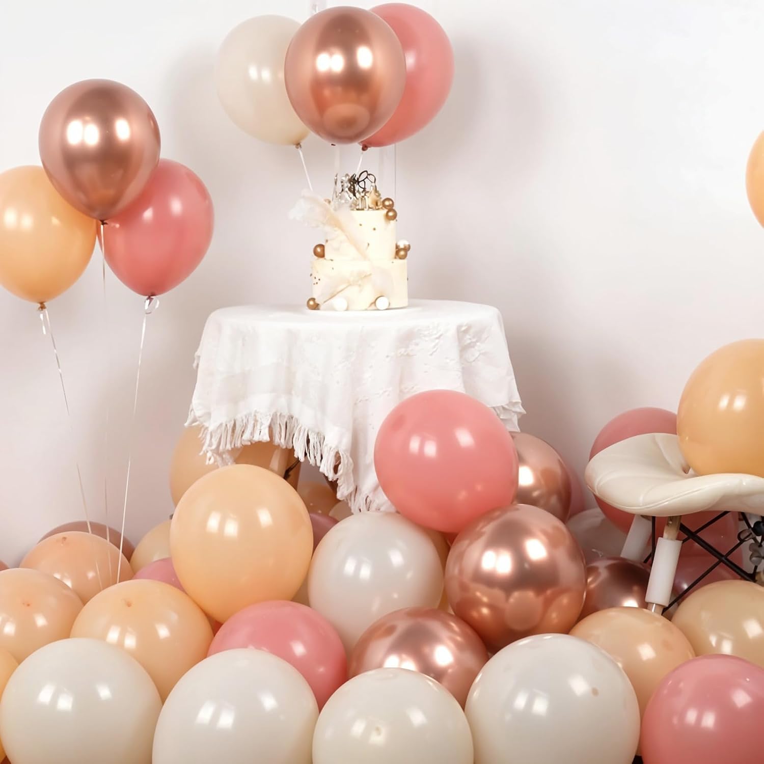 Skiennix Retro Blush Pink Balloons - 60 Pack 12 Inch Metallic Chrome & Dusty Pink for Bridal & Baby Showers