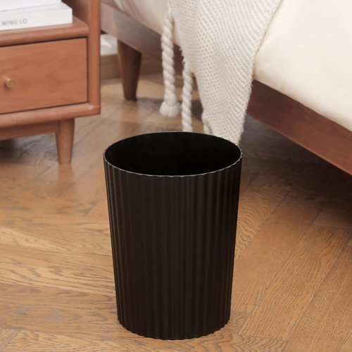 JiatuA Round Plastic Trash Can - Compact Wastebasket for Bathroom, Kitchen, Office | Black