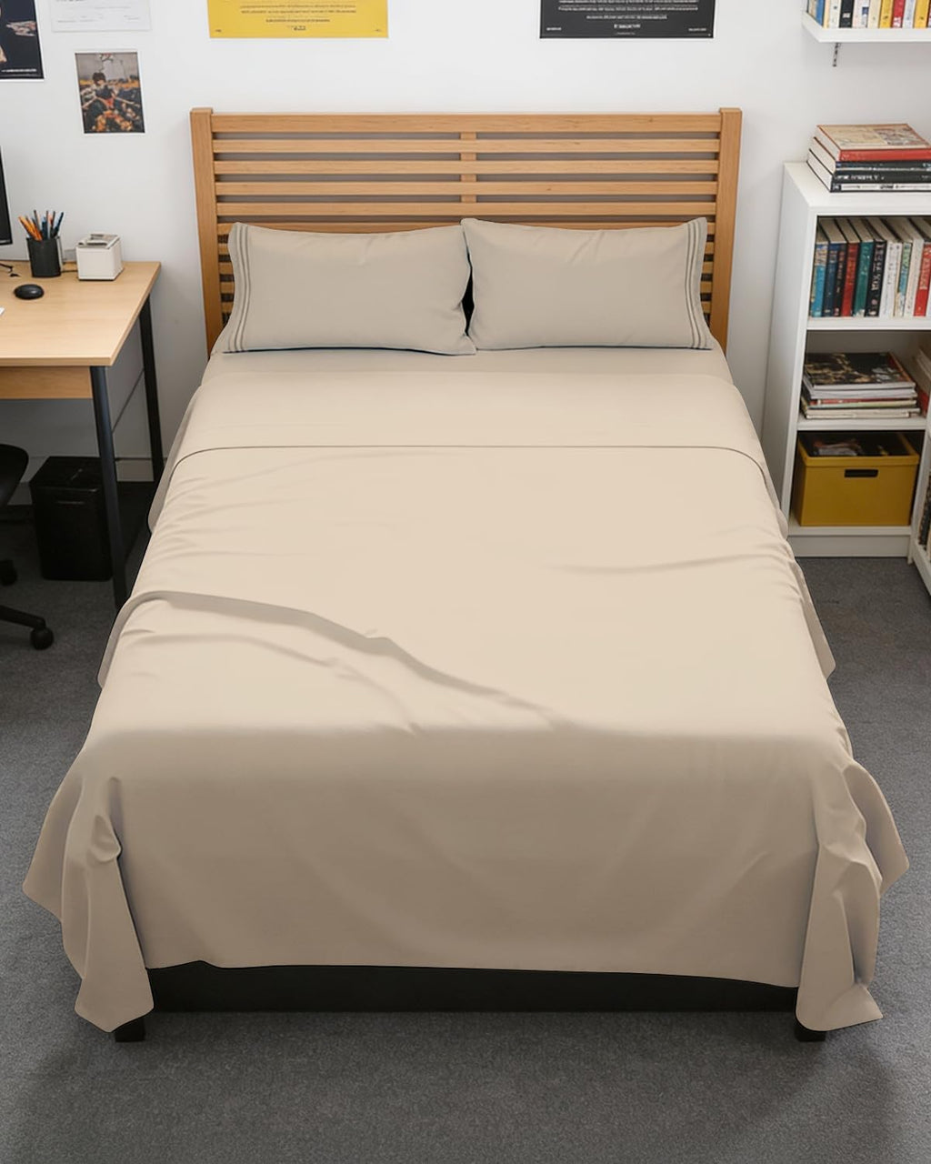 Skiennix Full XL Bed Sheet Set - 4 Piece Soft, Breathable & Cooling Luxury Bedding - Deep Pockets, Fade & Wrinkle Free - Wheat Color