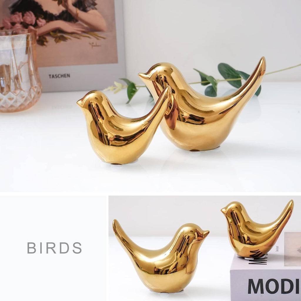 Regine Switzerland Big Size Gold Bird Statue - Modern Home Decor Figurine for Living Room & Office
