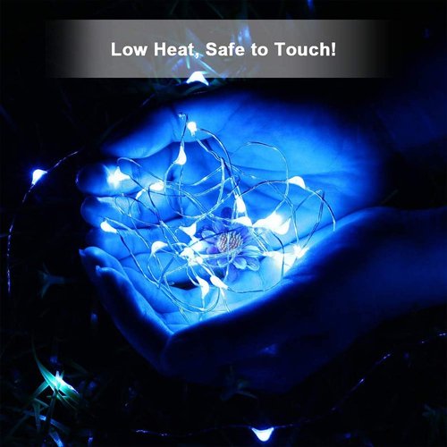 Ariceleo LED Fairy Lights - Battery Operated Mini Copper Wire String Lights | 5m/16ft Blue for Bedroom & Parties