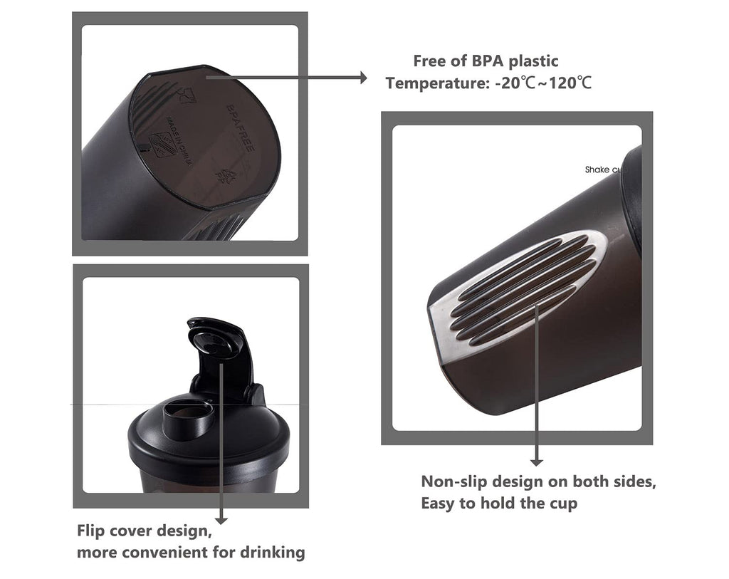 ANNAKIKI Shaker Bottle Protein Shakes and 13.5-OZ/400ml Shaker-Bottle with Whisk Balls,BPA-FREEE plastic (Orange+Green(2PCS))