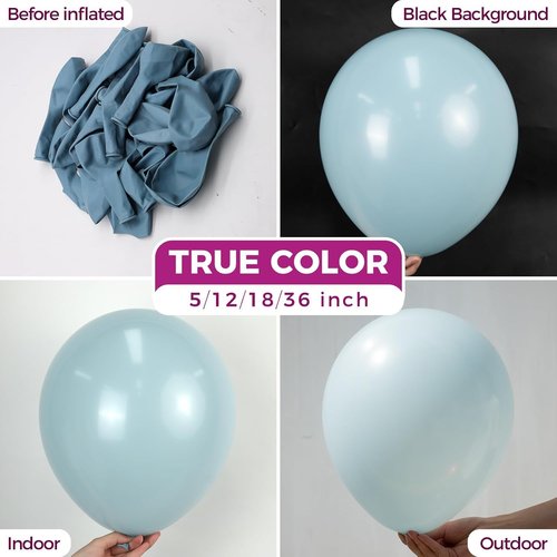 Bezente Dusty Blue Latex Balloons - 150 Pack of 5 Inch Matte Helium Balloons for Celebrations