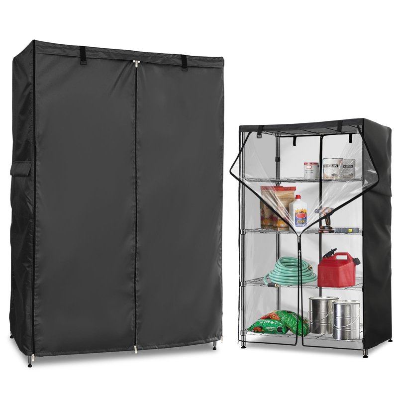 Dalema Wire Rack Covers,Heavy Duty 600D Dustproof Waterproof Storage Rack Covers for Metal Shelves,Storage Shelf Cover with Zipper for Wire Shlef,60''W x 24''D x 71''H,Black with Clear Front