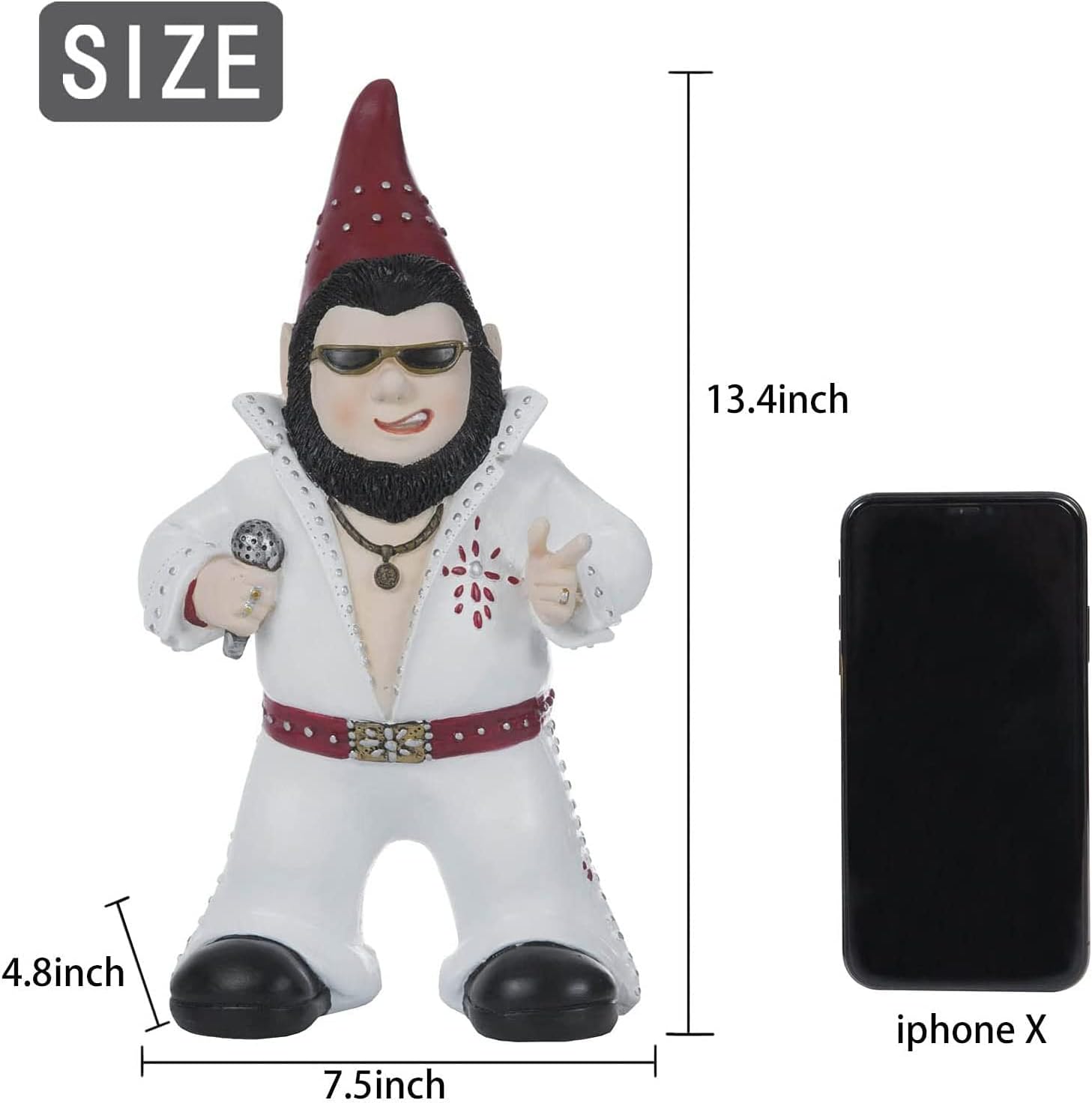 Singer Gnome Garden Statue - Large Outdoor Resin Dwarf Figurine for Unique Home Decor | Funny Patio Ornament