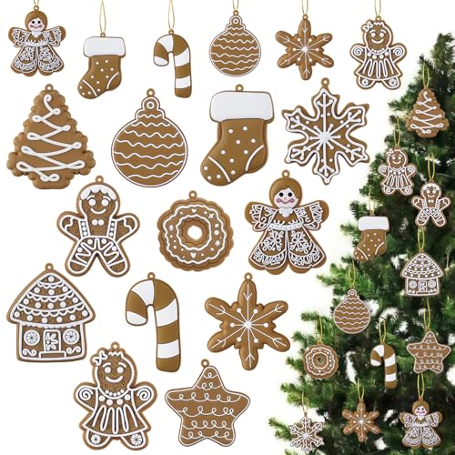 Kockuu 24pcs Christmas Gingerbread Ornaments Mix Classic Gingingerbread Ornament Set