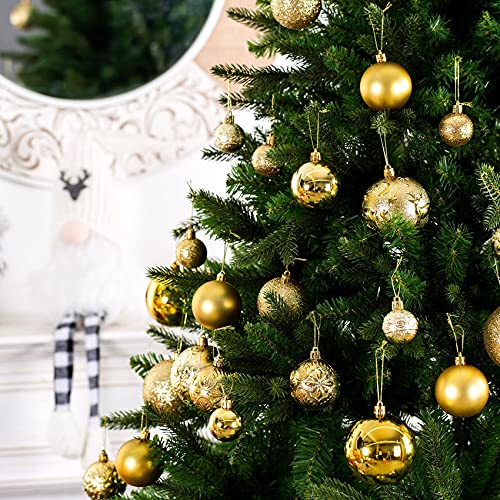 Senjie 32Pcs Gold Shatterproof Christmas Ornaments Set – 11 small, 15 medium, 6 large Gold Balls