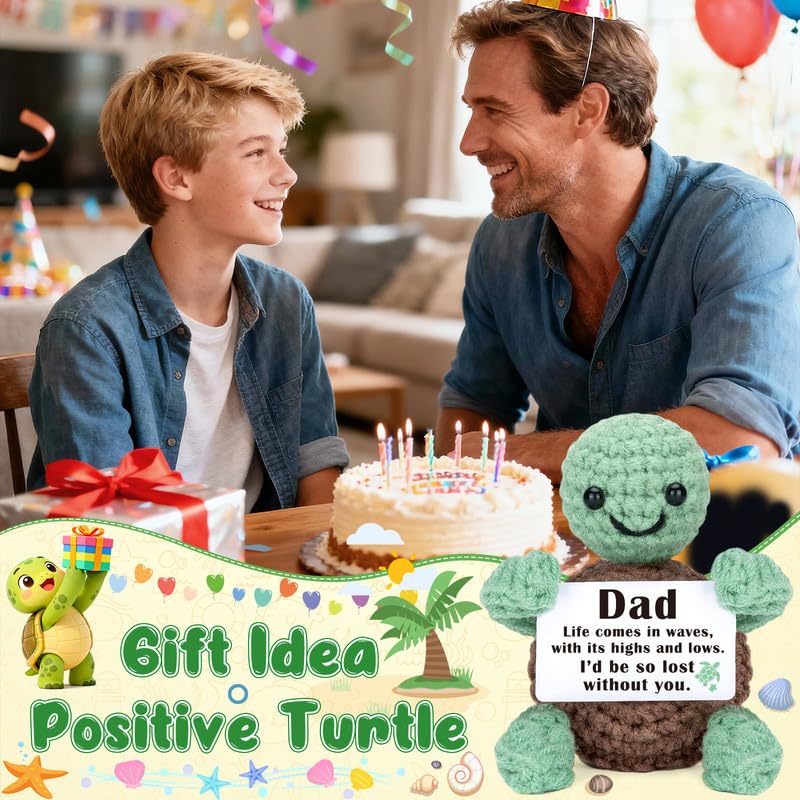 Xinezaa Dad Birthday Gift from Daughter Son Crochet Turtle - Sentimental Keepsake