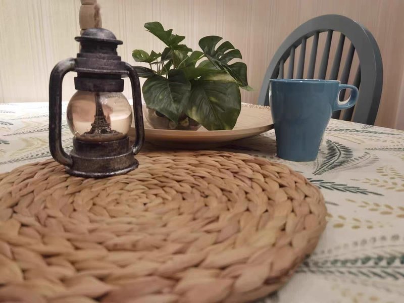 DAJAMAI Oval Woven Placemats Set of 6, Natural Water Hyacinth Charger Plates Non-Slip Weave Placemats Farmhouse Straw Braided Rattan Tablemats, Oval Wicker Place Mats for Dining Table
