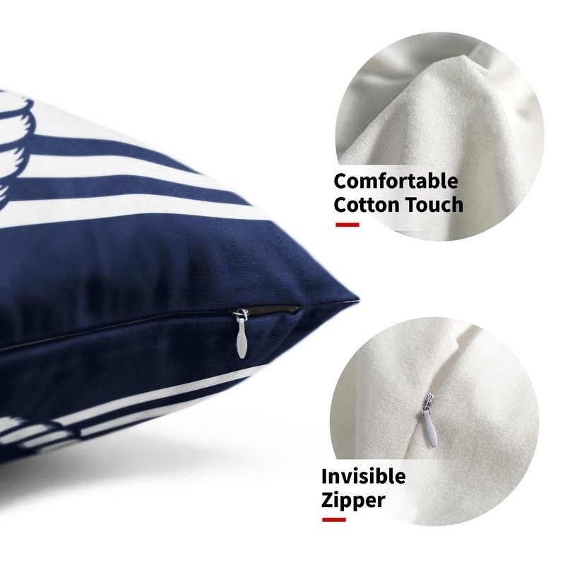 Navy Blue and White Anchors Pillowcovers Ocean Summer Throw Pillow Cover Coastal Nautical Lumbar Cushion Case for Sofa Home Decor Bedroom Living Room Outdoor 12 x 20 Inches Set of 2 Beach Pillow Cover
