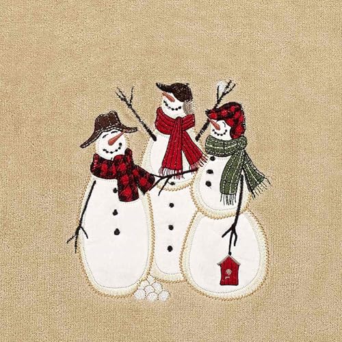 Avanti 2 Pack Snowmen Bath Towels - 100% Cotton, Festive 27x50 inches