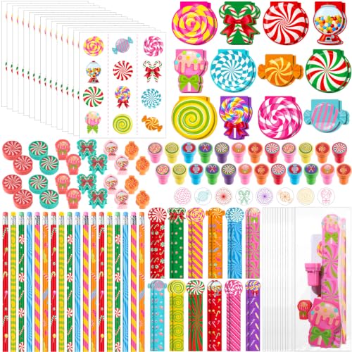 Cholemy 24-Piece Candy Theme Party Favors & Stationery Set (Candy) – Christmas Holiday Portable