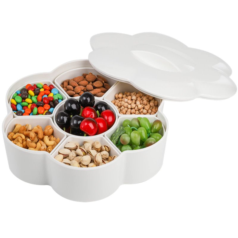 ZOOFOX Divided Serving Dish with Lid, Melamine Appetizer Tray with 7 Removable Compartment, Snacks Bowls for Chips and Dip, Veggies, Candy and Nut