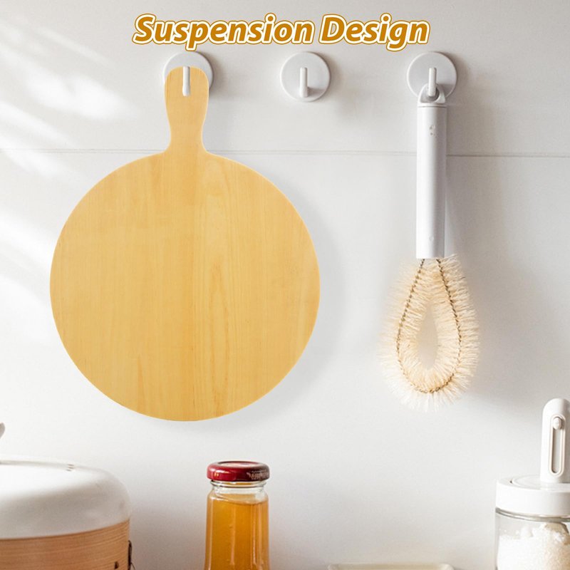 ACXFOND 4 Pack Wooden Pizza Peel, 12 Inch Pizza Spatula with Wood Handle Suitable for 12"x12" Pizzas, Round Wooden Cutting Boards for Baking Homemade Pizza, Bread, Cheese, Fruit
