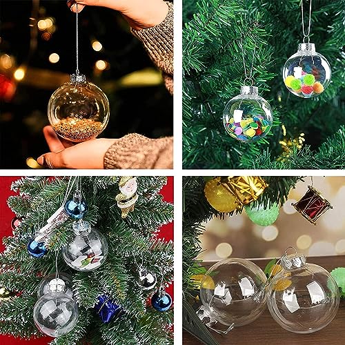 10PCS 3.15 Inch Clear Fillable Plastic Christmas Ornaments - DIY Holiday Decorations