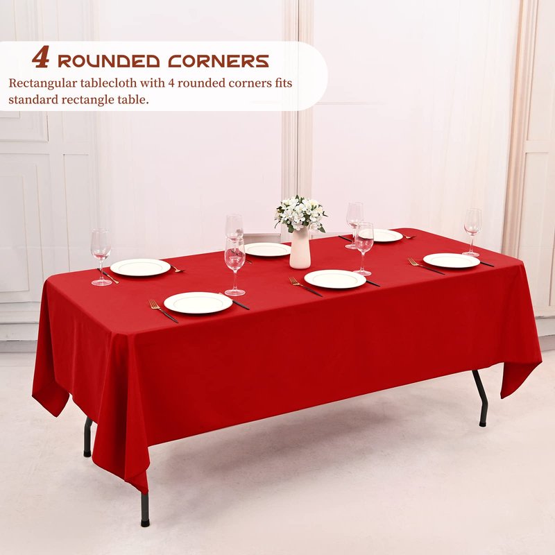 Showgeous 12 Pack Table Cloth Red Tablecloth 60 x 126 Inch Table Clothes for 8 Foot Rectangle Tables, Wrinkle Resistant Washable Polyester Table Cover for Wedding Parties Banquet Dining Table