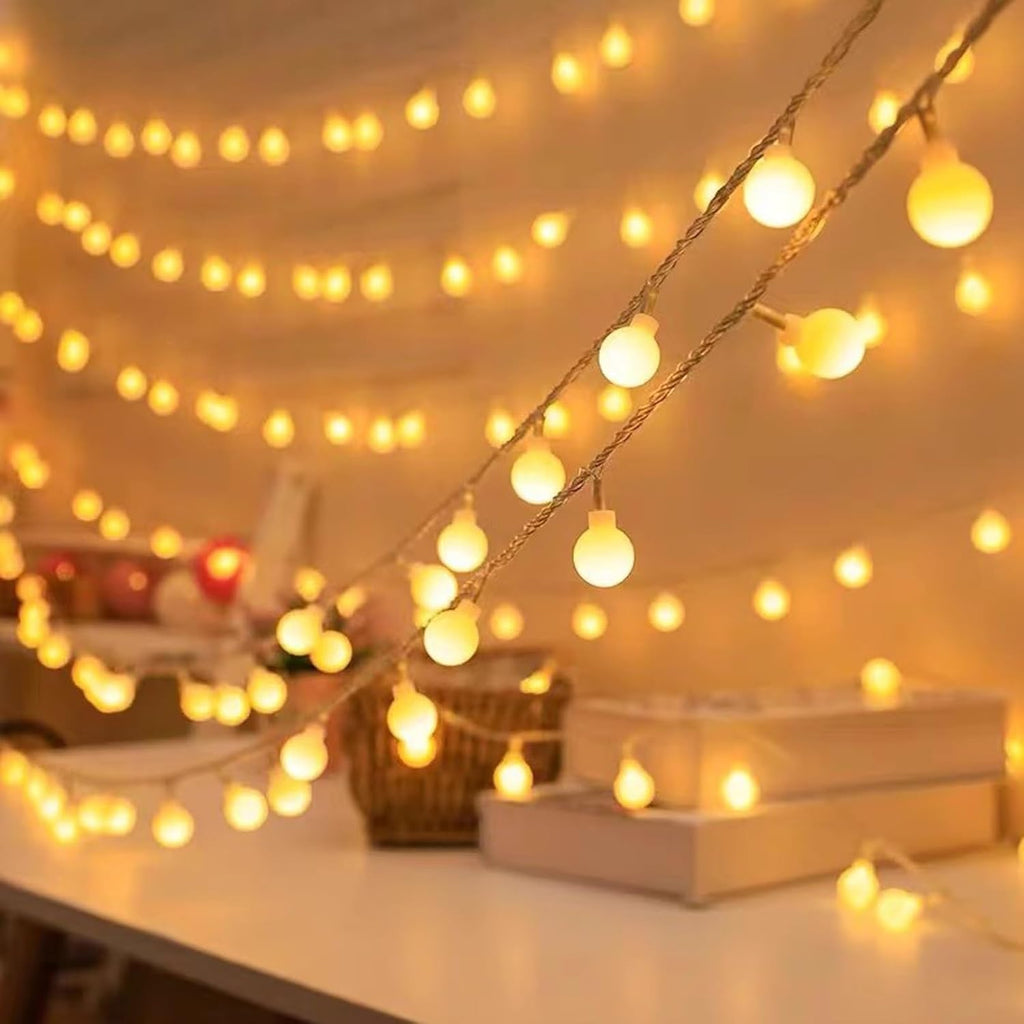 Skiennix 2-in-1 Globe String Lights - 32.8 FT, 80 LEDs, Warm White for Christmas & Parties