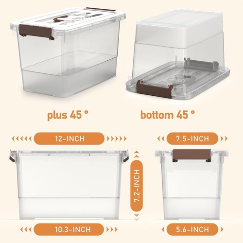 Clear Plastic Storage Bins by [Brand Name] - Stackable 7 Quart Containers with Lids & Handles for Multi-Purpose Organization