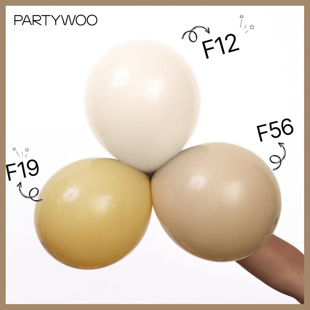 PartyWoo 12-Inch Light Brown Latex Balloons - 50pcs Boho Coffee Helium Balloons for Weddings & Baby Showers