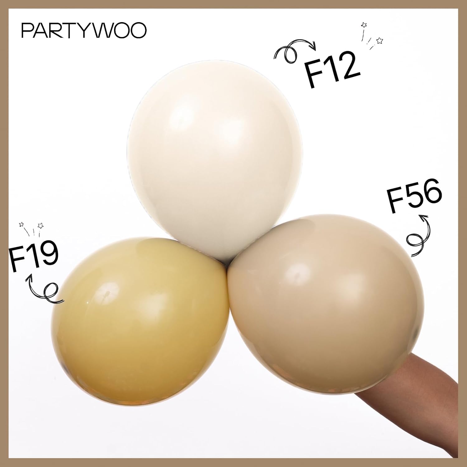 PartyWoo 12-Inch Light Brown Latex Balloons - 50pcs Boho Coffee Helium Balloons for Weddings & Baby Showers