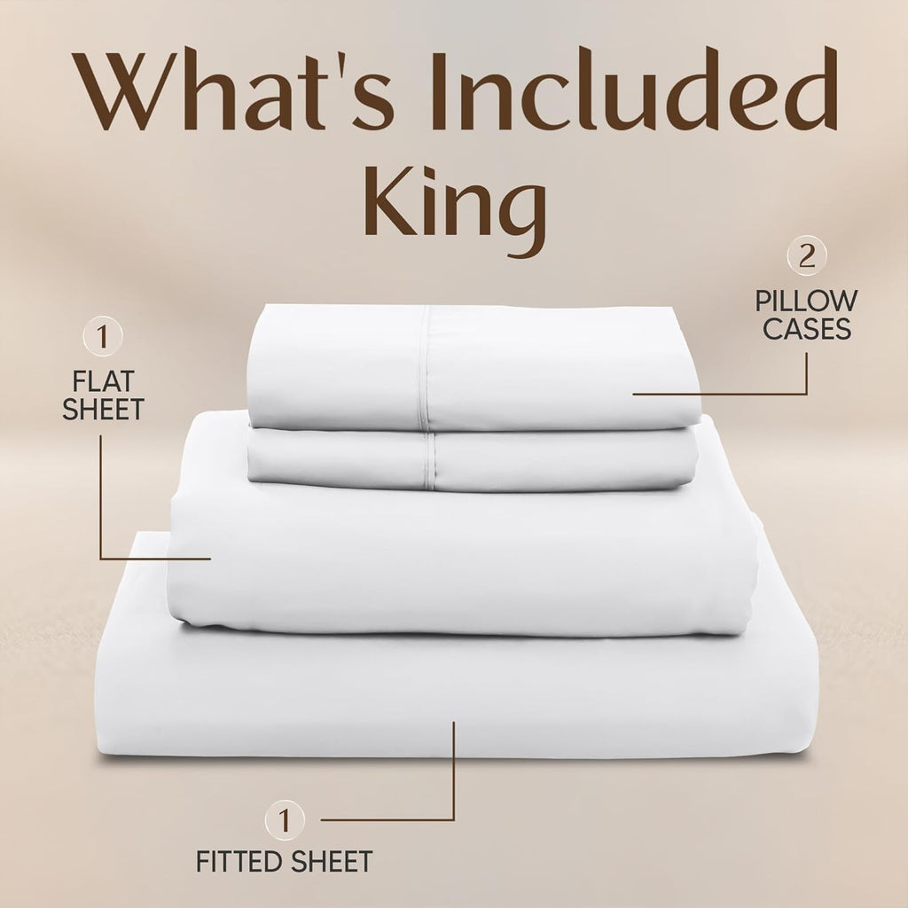 Utopia Bedding King Size Sheet Set - 4-Piece Soft Microfiber Bed Sheets | Oeko-Tex Certified, White